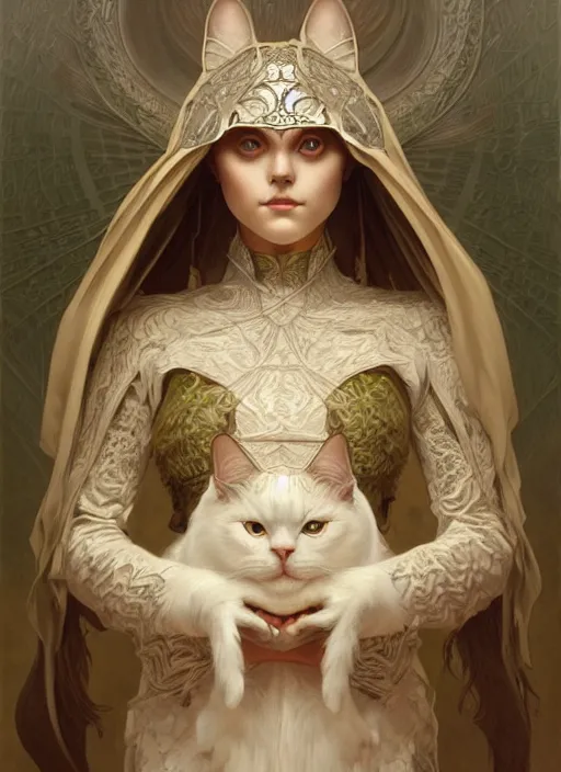 Prompt: symmetry!! portrait of ragdoll cat, fantasy, medieval wear, intricate, elegant, highly detailed, digital painting, artstation, concept art, smooth, sharp focus, illustration, art by artgerm and greg rutkowski and alphonse mucha