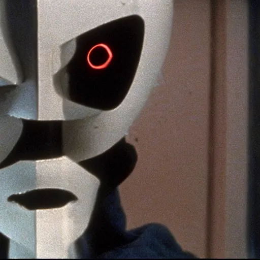 Image similar to Possession (1981) movie by Andrzej Żuławski, movie still, robot head and man head, dop