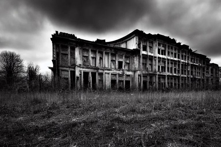 derelict abandoned hr giger tenement building alone in | Stable ...