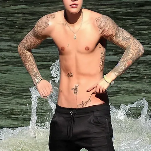 Prompt: justin bieber has the body of a beaver, realistic.