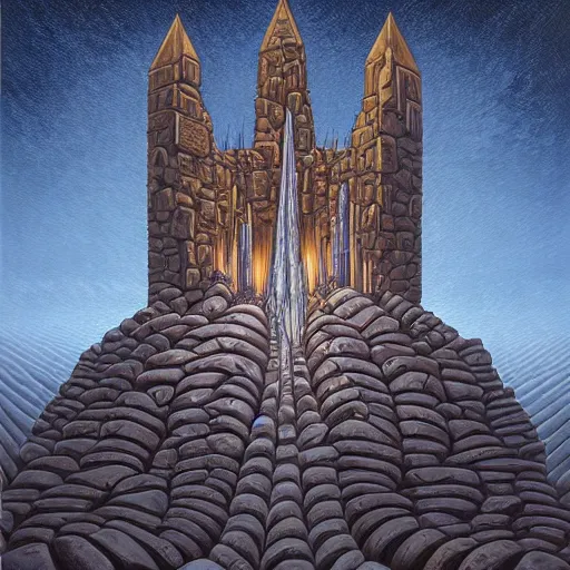 Prompt: build me a castle in the sky cried morgoth. by jeffrey smith, oil on canvas