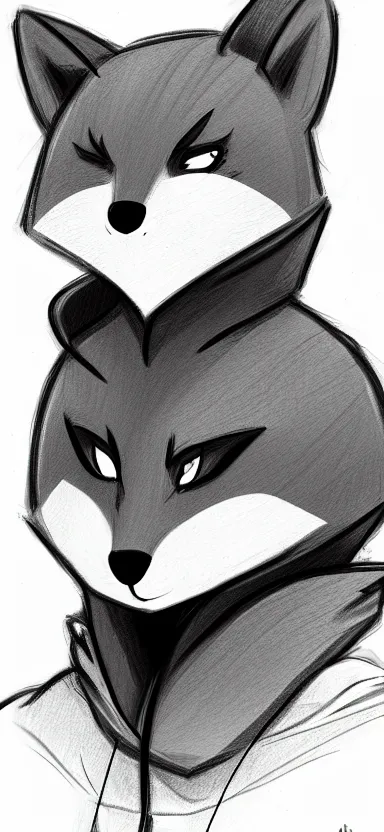 Image similar to a sketch art of anthropomorphic fox wearing a hoodie, artstation, digital art, oc commission