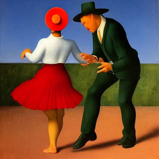 Prompt: a Mexican Hat Dance by Raphael, Hopper, and Rene Magritte. detailed, romantic, enchanting, trending on artstation.