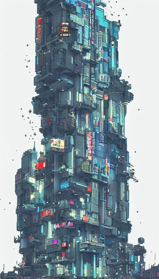 Image similar to a drawing of a building, cyberpunk art by james gilleard, behance contest winner, pixel art, voxel art, # pixelart, retrowave