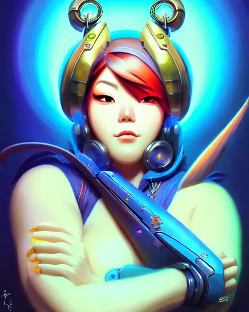 Image similar to mei from overwatch, elegant, colorful, fantasy, fantasy art, character portrait, portrait, close up, highly detailed, intricate detail, amazing detail, sharp focus, vintage fantasy art, vintage sci - fi art, radiant light, caustics, by boris vallejo