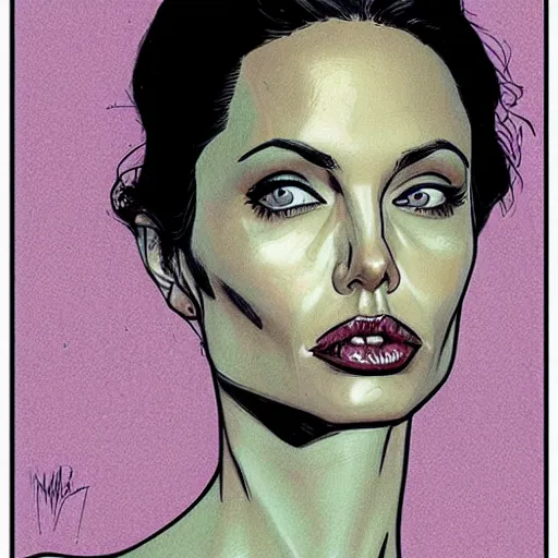 Prompt: “ angelina jolie retro minimalist portrait by jean giraud, moebius starwatcher comic, 8 k ”