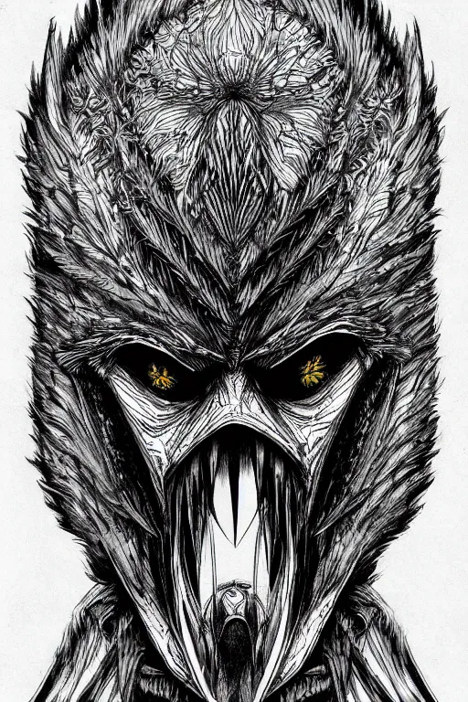 Image similar to crow monster, symmetrical, highly detailed, digital art, sharp focus, trending on art station, kentaro miura manga art style