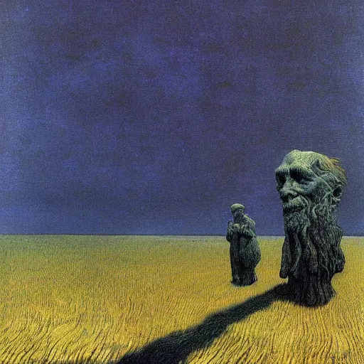 Image similar to illustrated by zdzisław beksinski and van gogh