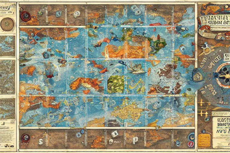 Image similar to nautical map board game by Shaun tan and Hiroshi Yoshida