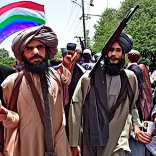 Prompt: taliban at gay pride