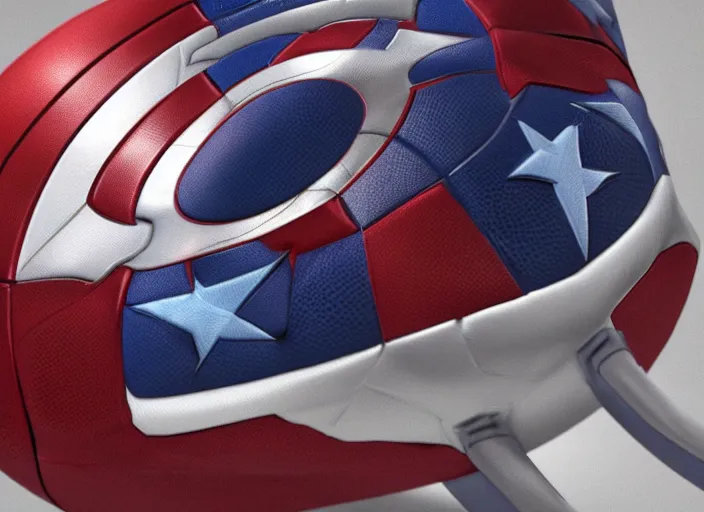 Image similar to basketball sneakers concept of captain america, picture by tim burton, render, cinema 4 d, octane render