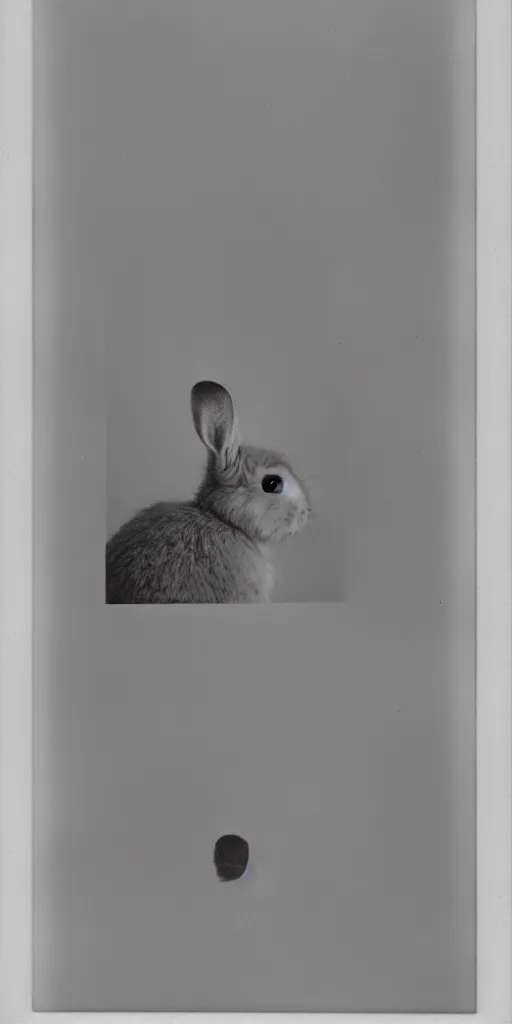 Image similar to a rabbit looking into a mirror, polaroid,