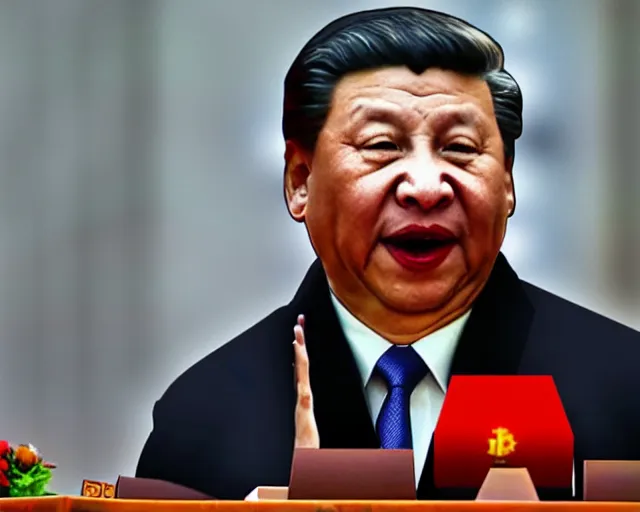 Image similar to xi jinping screaming having a tantrum over bitcoin, dramatic lighting