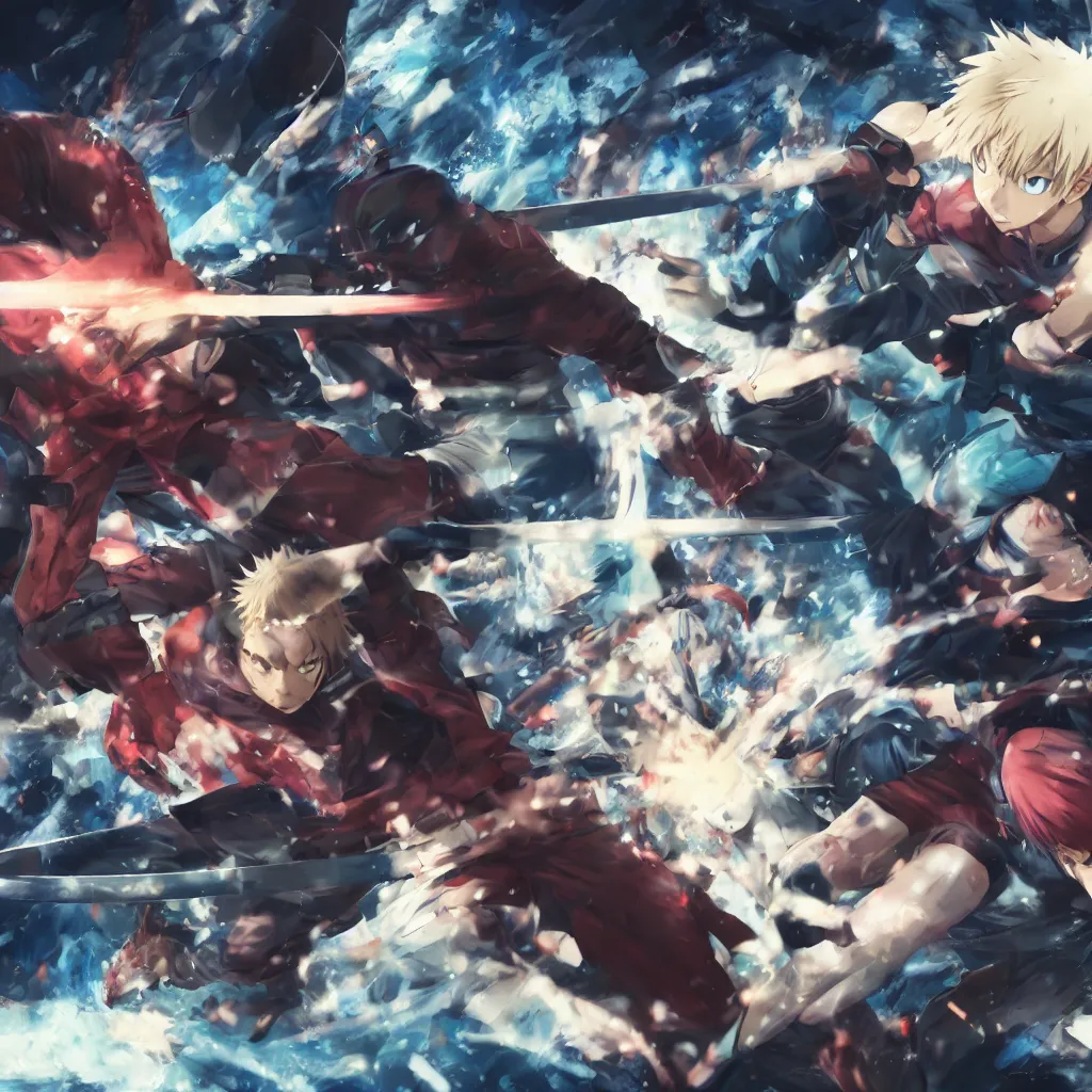 Image similar to realistic detailed fight of one main anime protagonist getting punched, sword, gun, deep rich colors, surreal, 8 k, award winning, digital manga art, vray, blur, cinematic, neon, cyberwave, hayao miyazaki, rachel walpole