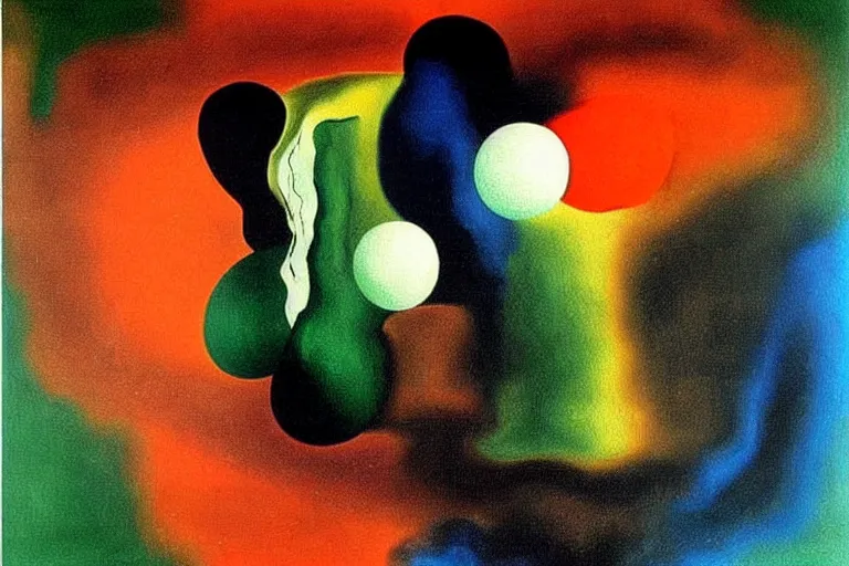 Prompt: born under a bad sign, good luck and trouble are my only friends, colors orange, white!!, dark green, dark blue, surreal abstract painting by salvador dali