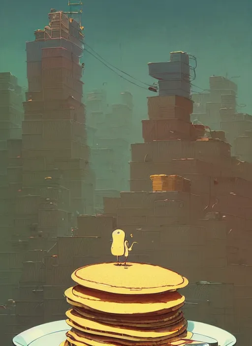 Prompt: highly detailed portrait of a huge stack of pancakes by atey ghailan, james gilleard, by joe fenton, by greg rutkowski, by greg tocchini, by kaethe butcher, 4 k resolution, gradient yellow, black, brown and cyan color scheme, grunge aesthetic!!! ( ( dystopian graffiti tag wall in background ) )