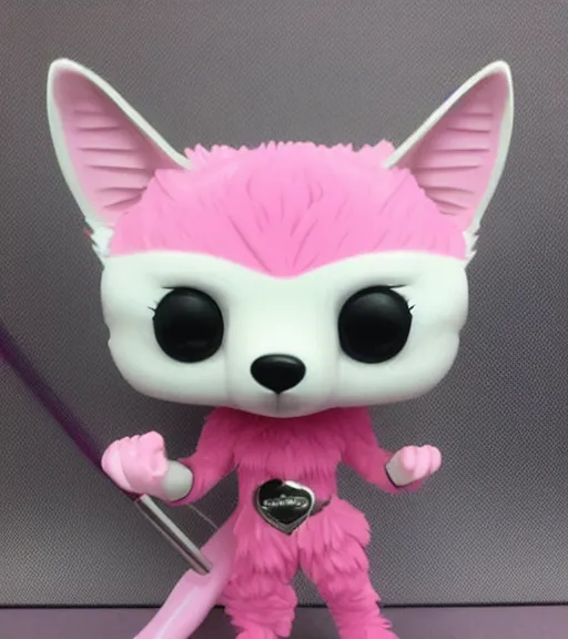 Image similar to pink wolf fursuit funko pop still sealed in box, ebay listing