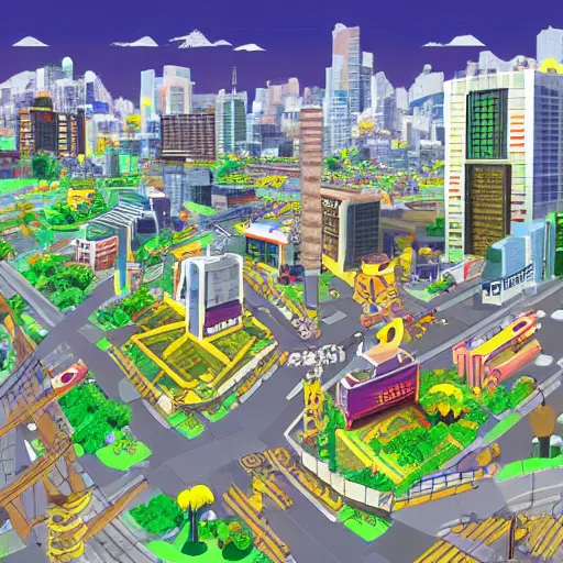 Prompt: “ tokyo in the style of digimon world background render ”
