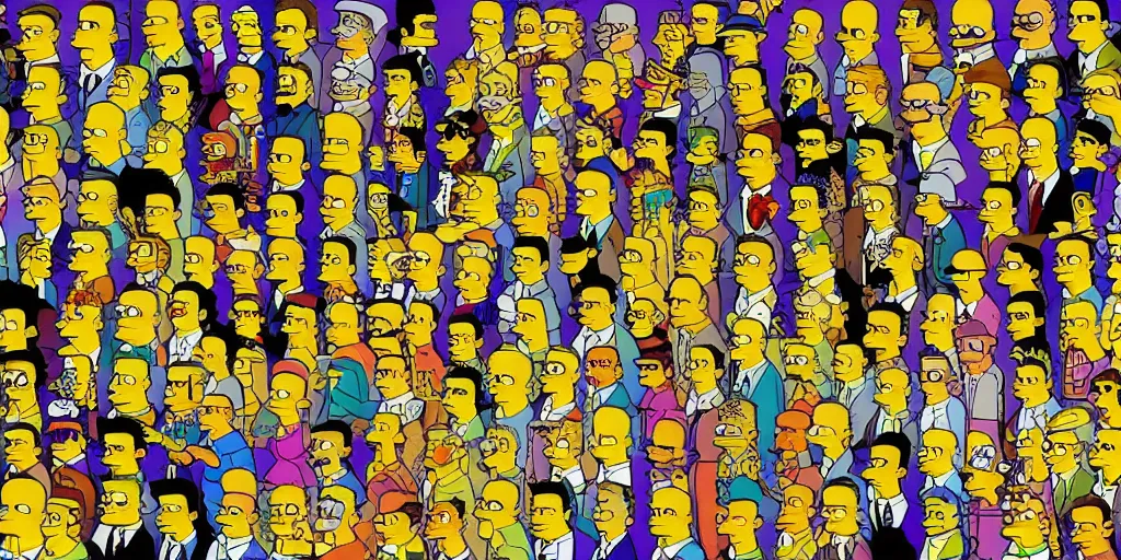 Image similar to the simpsons as a magic eye, autostereograms