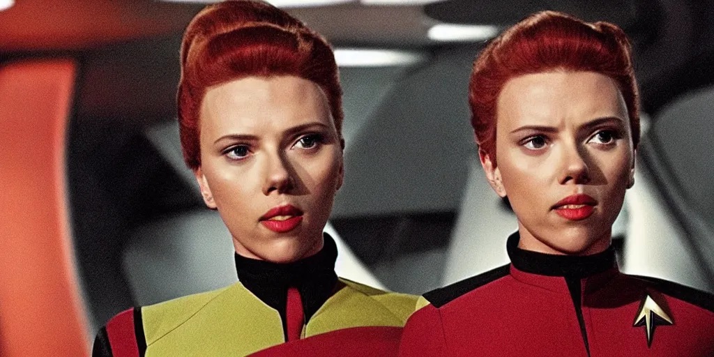 Image similar to Scarlett Johansson in a scene from Star Trek the original series