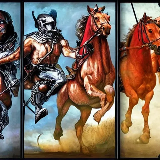 Prompt: four horsemen of death