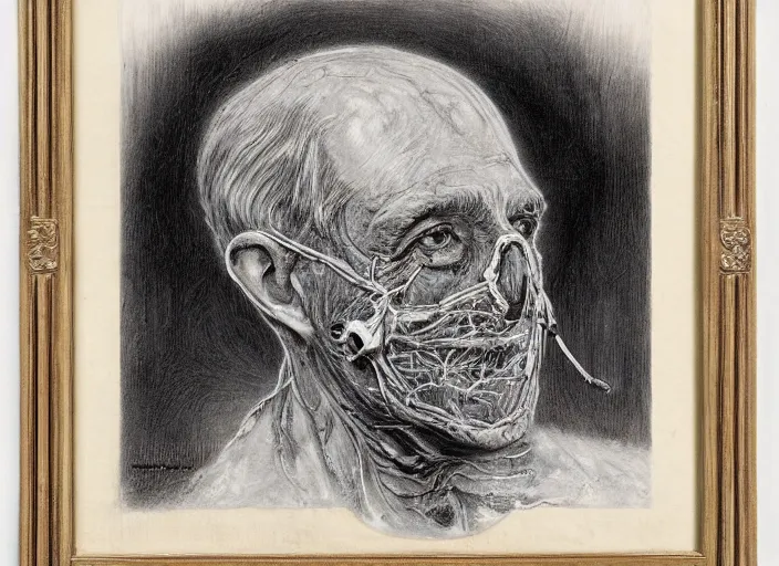 Image similar to a highly detailed moldy portrait of a cardiologist, james gurney, james jean