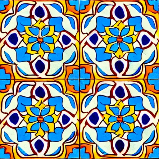 Prompt: psychedelic portuguese azulejo, tile pattern