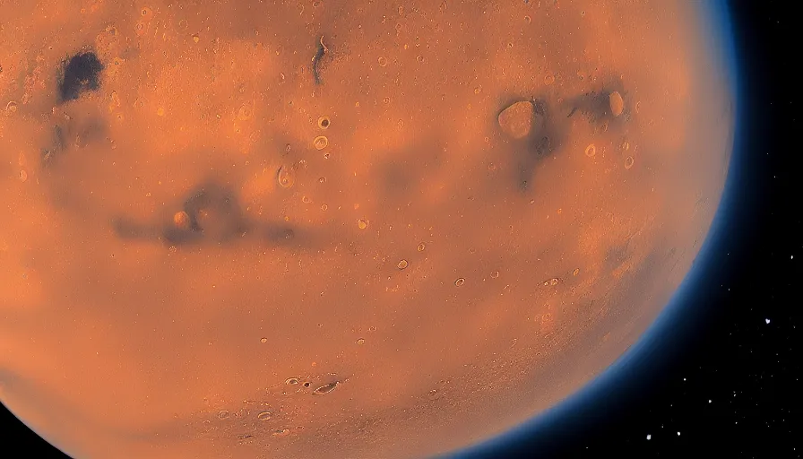 Image similar to planet mars in space, 1 8 mm, high res, highly detailed, photographed,