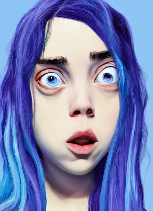 Prompt: Portrait of Billie Eilish in the style of 3D animated movies, Pixar, Dreamworks, 4K