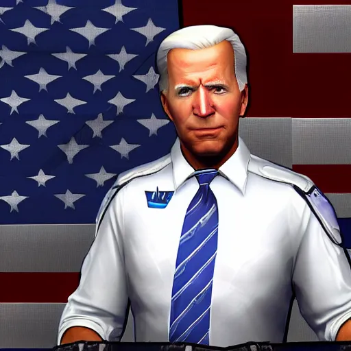 Image similar to screenshot of joe biden as an overwatch character