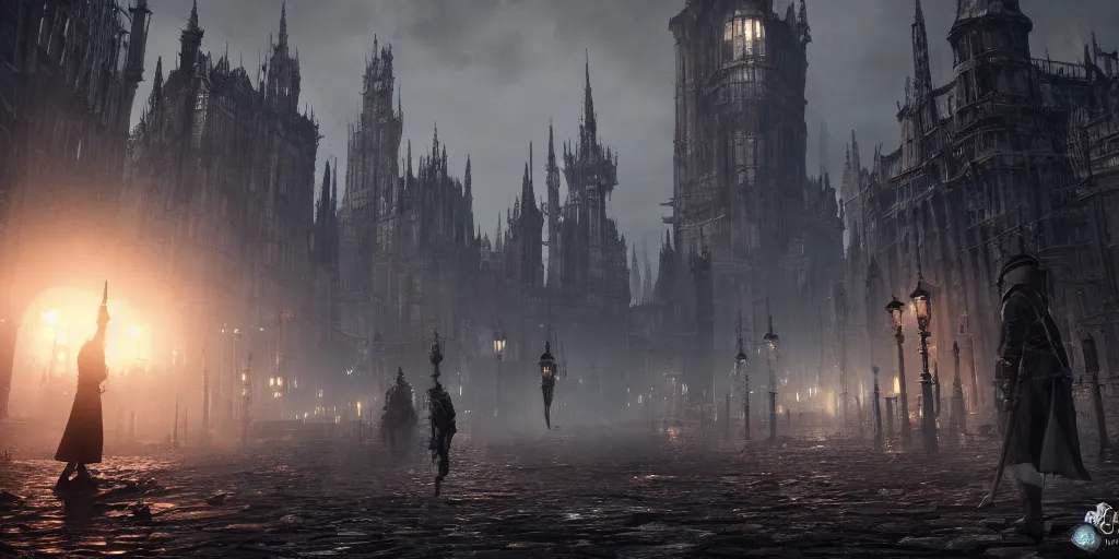 Image similar to bloodborne city street 8 k