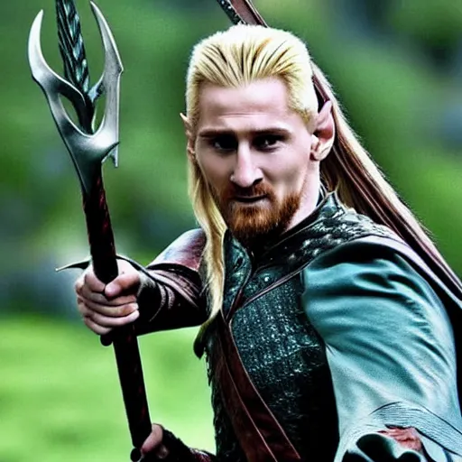 Image similar to messi as legolas in lord of the rings movie, hyper detailed, 8 k