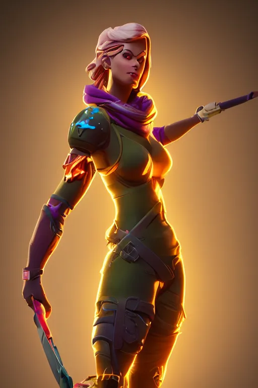 Image similar to epic lady portrait stylized as fornite style game design fanart by concept artist gervasio canda battle royale kaws radiating a glowing aura global illumination ray tracing hdr render in unreal engine 5