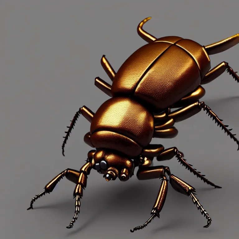 Prompt: steampunk stag beetle, 3 d model, unreal engine realistic render, 8 k, micro detail, elegant, highly detailed, centered, digital painting, smooth, sharp focus