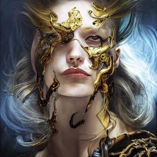 Image similar to portrait, headshot, insanely nice professional hair style, dramatic hair color, digital painting, of a old 17th century, old cyborg merchant, amber jewels, baroque, ornate clothing, scifi, realistic, hyperdetailed, chiaroscuro, concept art, art by Franz Hals and Jon Foster and Ayami Kojima and Amano and Karol Bak,