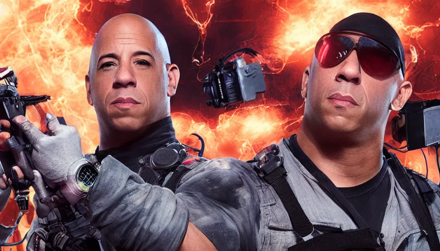 Prompt: Vin Diesel is a Ghostbuster, hyperdetailed, artstation, cgsociety, 8k