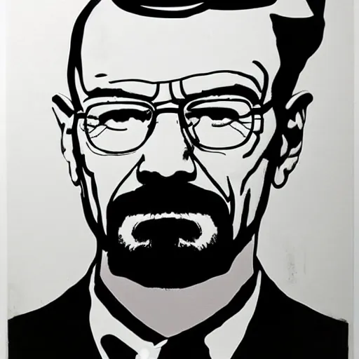 Image similar to walter white painted by andy warhol