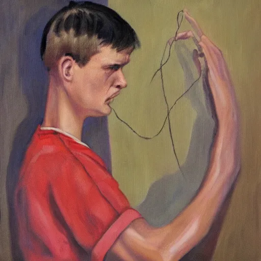 Image similar to A Python programmer's despair, oil on canvas, 1963