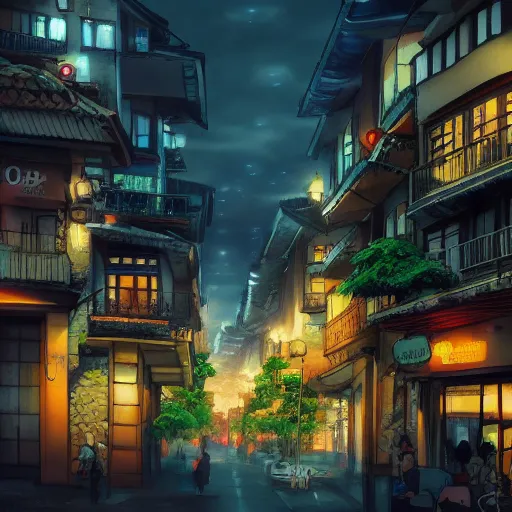 Image similar to bogota city in style studio ghibli, with dramatic lighting, concept art, matte painting, 8 k, highly detailed, artstation