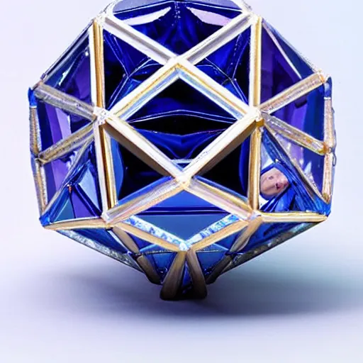 Image similar to the most beautiful sapphire crystal dodecahedron ballerina in the world