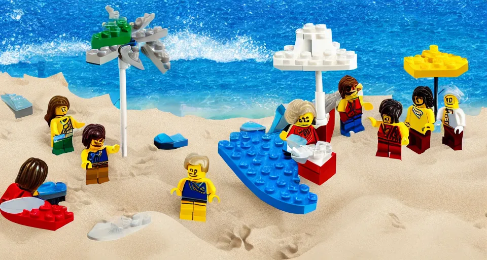 Image similar to lego beach scene