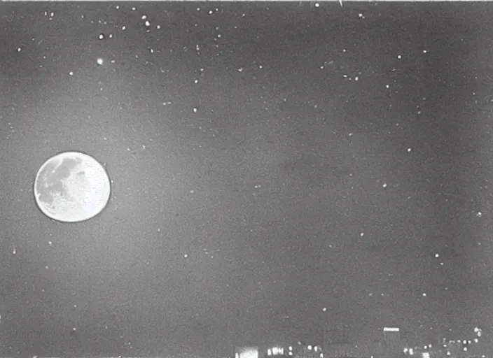 Image similar to vintage photo still of the moon!!!! exploding!!!! exploding moon moon explosion fragments on one side moon explosion over new york city in the 1 9 2 0 s, black and white, weathered, edge vignette