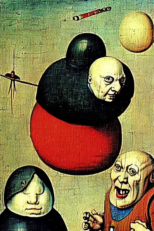 Image similar to hieronymus bosch painting of humpty dumpty