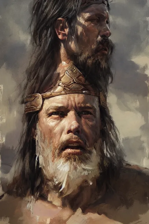 Image similar to Richard Schmid and Jeremy Lipking and Antonio Rotta full length portrait painting of Conan the Barbarian