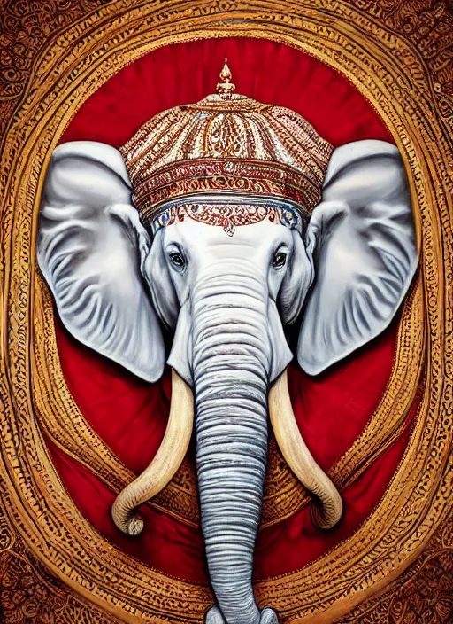 Image similar to portrait of ethereal white elephant in indian flag colors, intricate detail, ornate, conceptual art, soft light, dynamic, art by artgerm