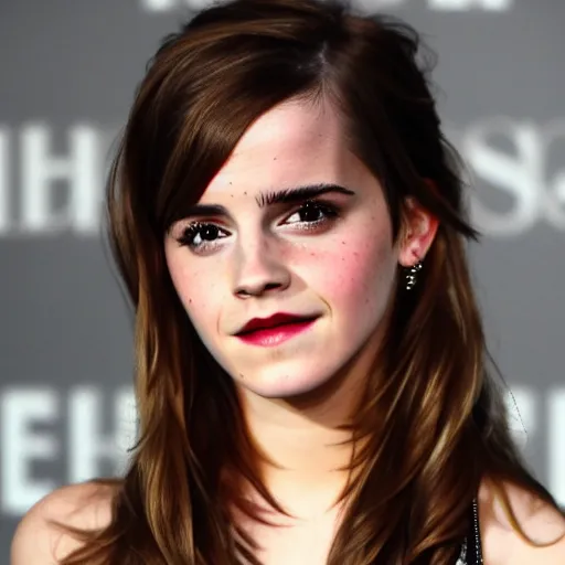 Prompt: Emma Watson with dark long hair