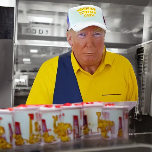 Prompt: trump working in McDonald's