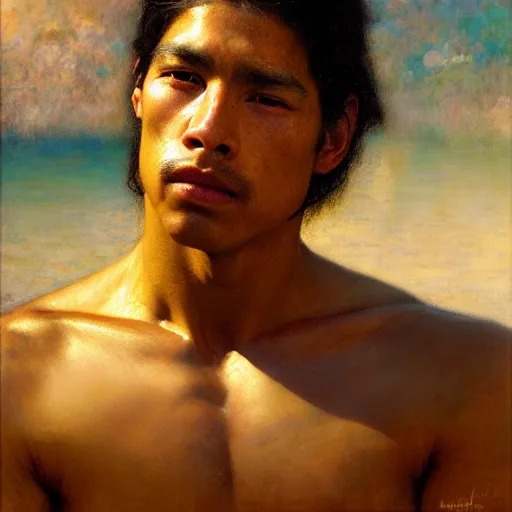 Prompt: a realistic portrait of a good - lookiung chicano swimmer,, high detail, cleary see face, by gaston bussiere, bayard wu, greg rutkowski, odd nerdrum, maxim verehin, dan dos santos, masterpiece, sharp focus, cinematic lightning - h 7 6 8