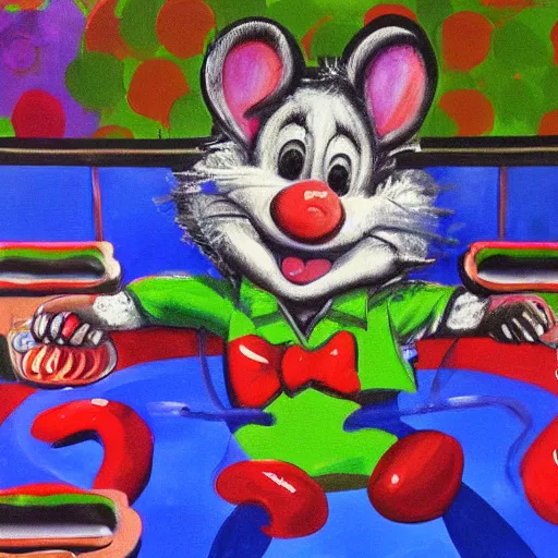 Image similar to painting of chuck e cheese by monet
