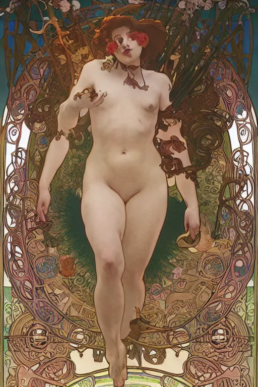 Image similar to summer swimming party, dark fantasy, body horror, composition by alphonse mucha, octane render